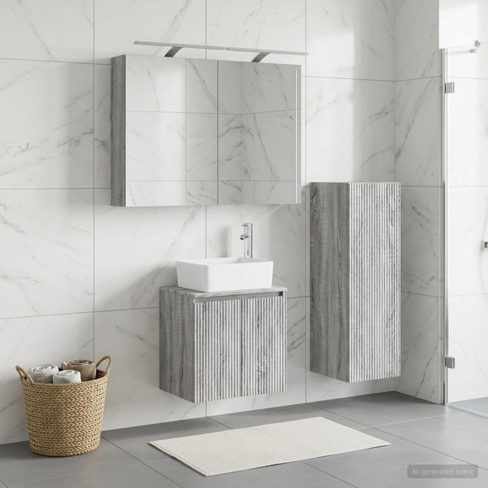 Set de mobilier pentru baie 4 buc. Sonoma gri WALTI