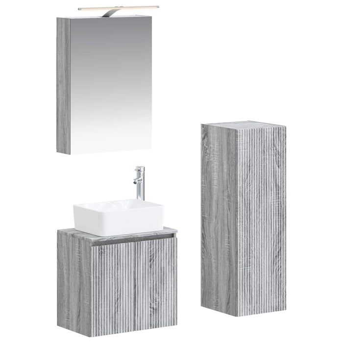 Set de mobilier pentru baie 4 pcs Sonoma gri WALTI
