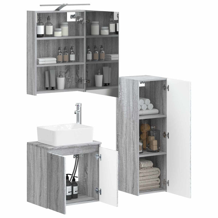 Set de mobilier pentru baie 4 pcs Sonoma gri WALTI