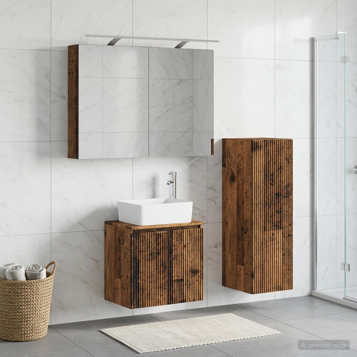 Set de mobilier pentru baie 4 buc. Lemn vechi - WALTI WALTI