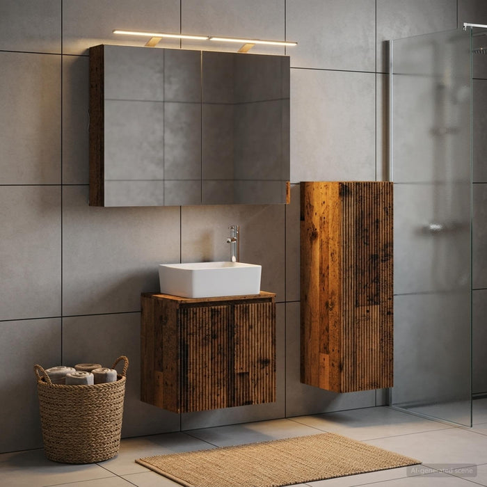 Set de mobilier pentru baie 4 buc. Lemn vechi - WALTI WALTI
