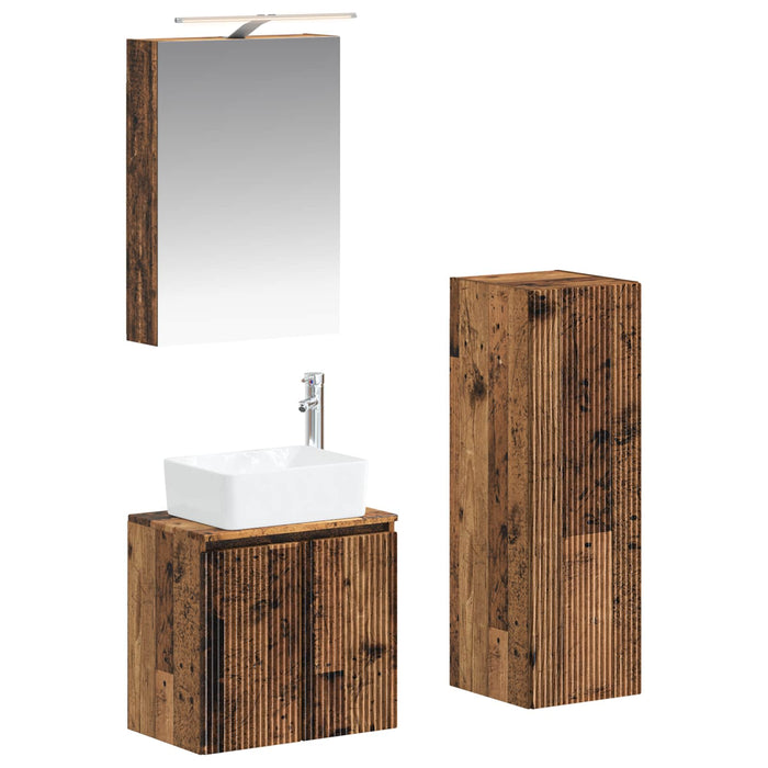 Set de mobilier pentru baie 4 pcs Lemn vechi WALTI