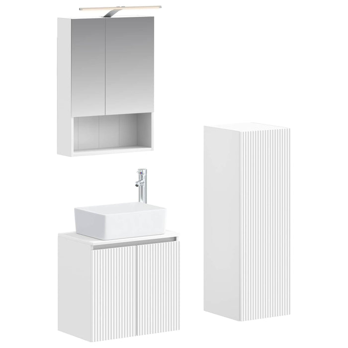 Set de mobilier pentru baie 4 pcs Alb Lemn prelucrat și sticlă WALTI