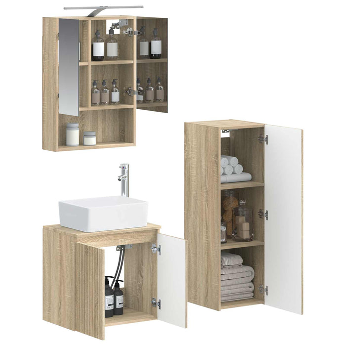 Set de mobilier pentru baie 4 pcs Stejar Sonoma WALTI