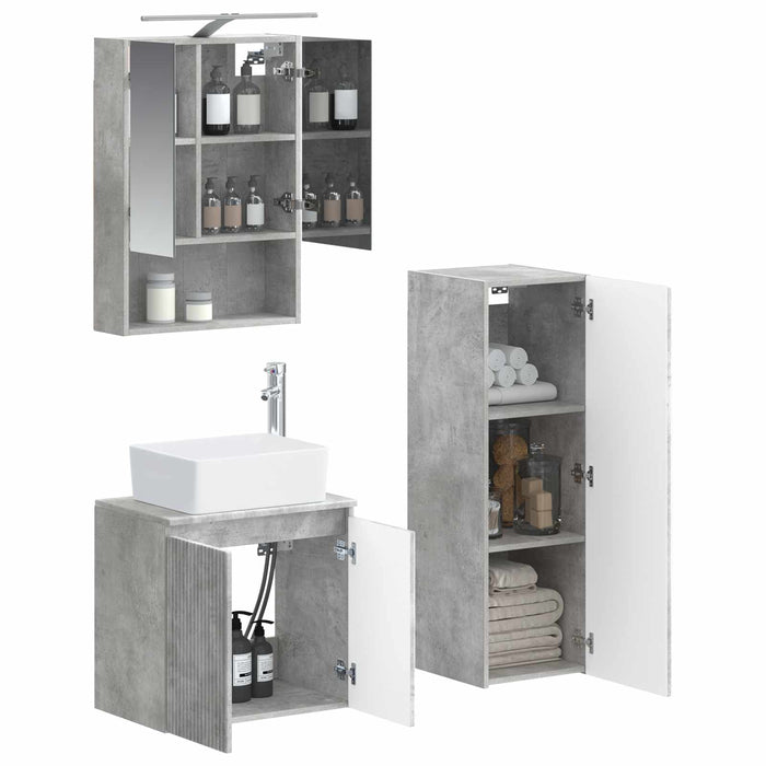 Set de mobilier pentru baie 4 pcs Gri Beton WALTI