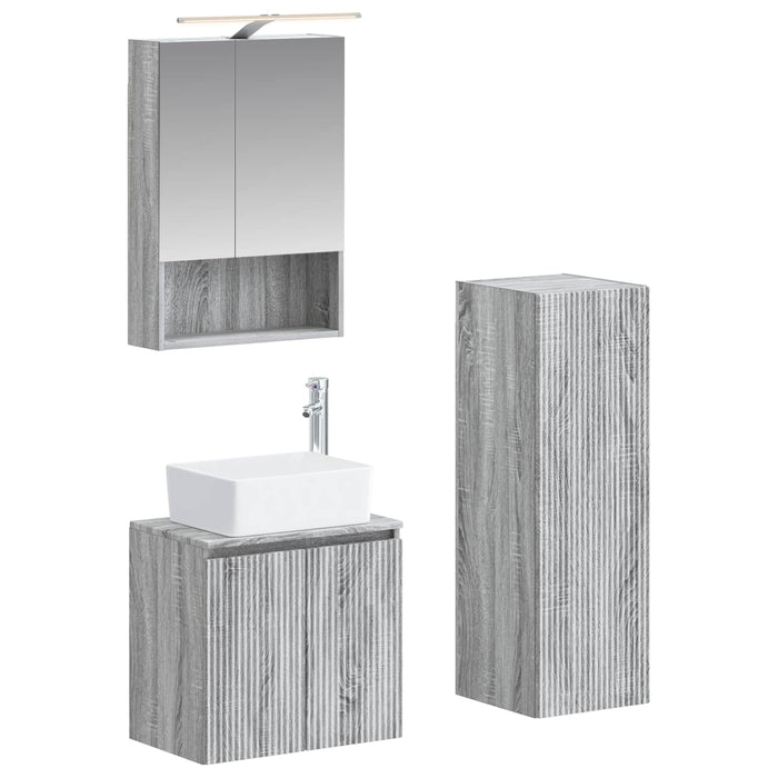 Set de mobilier pentru baie 4 pcs Sonoma gri WALTI