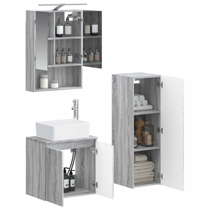 Set de mobilier pentru baie 4 pcs Sonoma gri WALTI