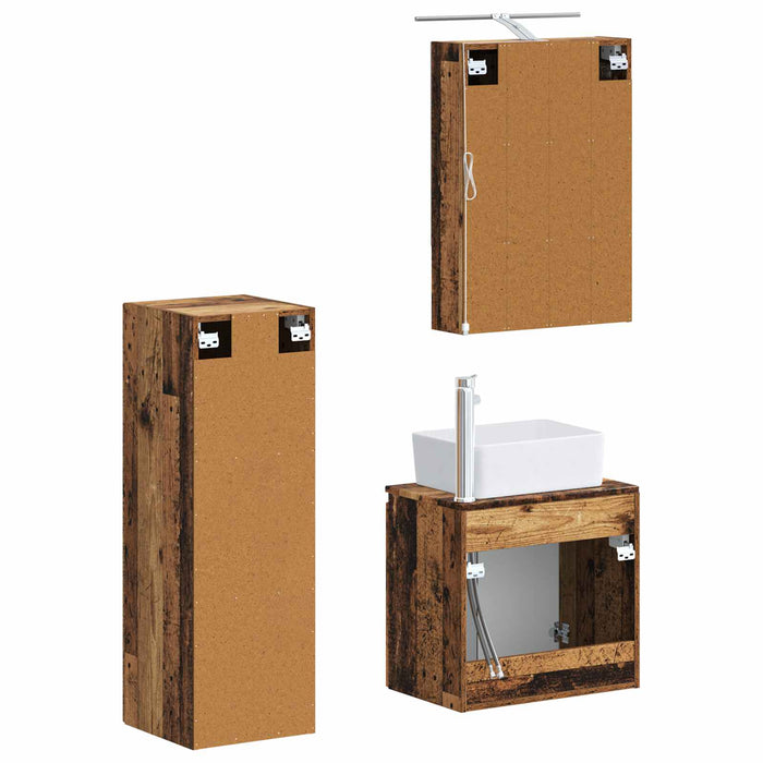 Set de mobilier pentru baie 4 pcs Lemn vechi WALTI
