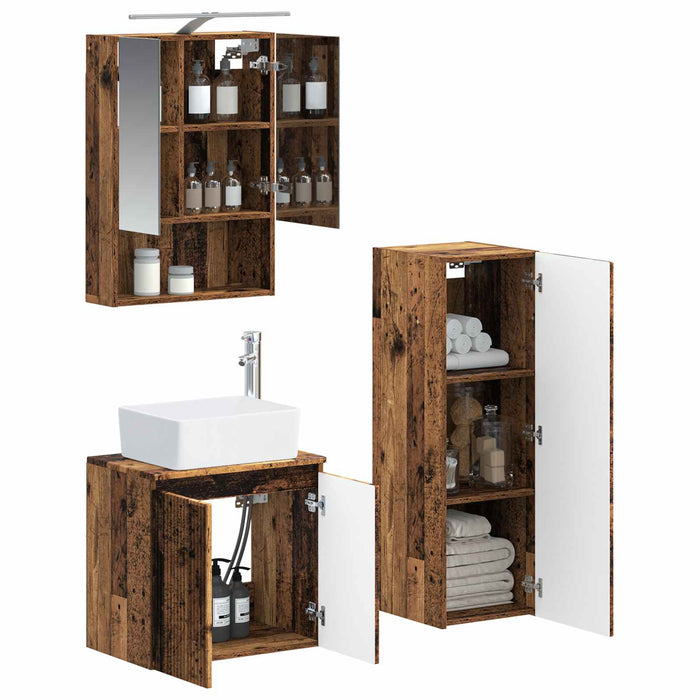 Set de mobilier pentru baie 4 pcs Lemn vechi WALTI