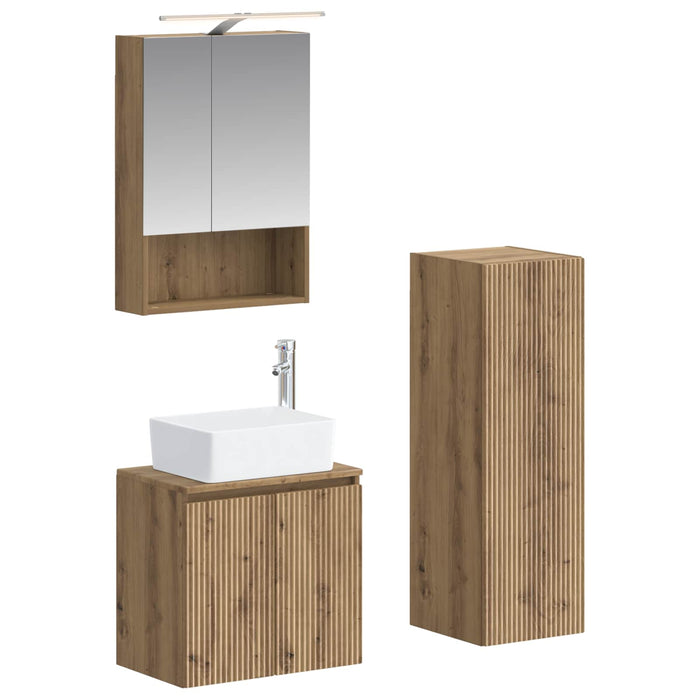 Set de mobilier pentru baie 4 pcs Stejar Artizanal WALTI