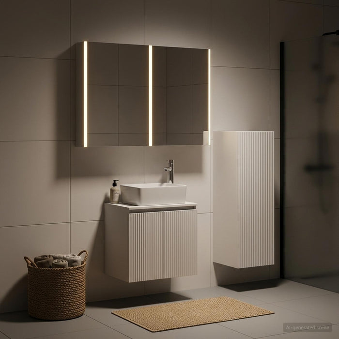 Set de mobilier pentru baie 4 buc. Alb Lemn prelucrat și sticlă WALTI