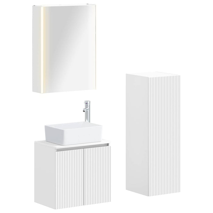 Set de mobilier pentru baie 4 pcs Alb Lemn prelucrat și sticlă WALTI