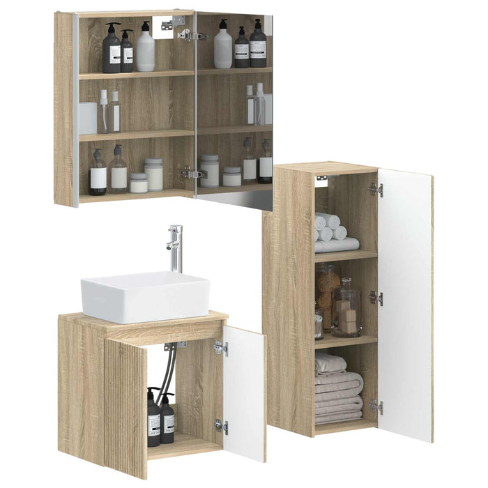 Set de mobilier pentru baie 4 pcs Stejar Sonoma WALTI