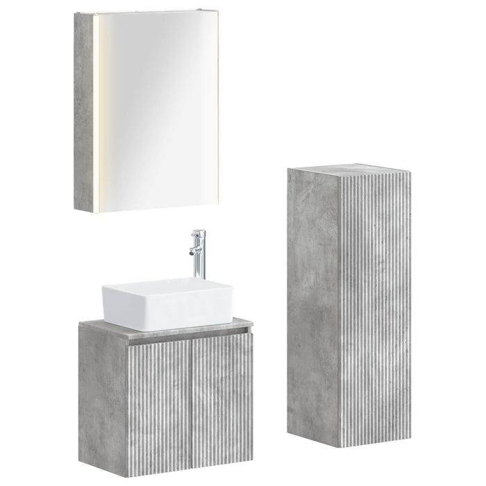 Set de mobilier pentru baie 4 pcs Gri Beton WALTI