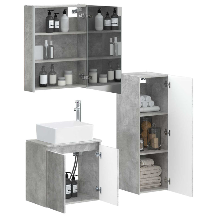 Set de mobilier pentru baie 4 pcs Gri Beton WALTI