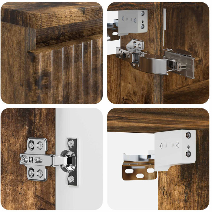 Set de mobilier pentru baie 4 pcs Stejar fumuriu WALTI