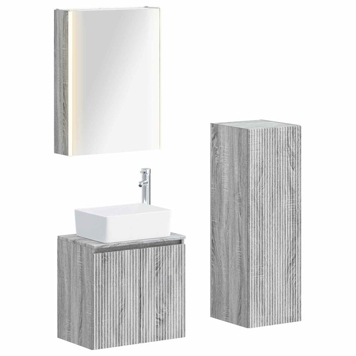 Set de mobilier pentru baie 4 pcs Sonoma gri WALTI