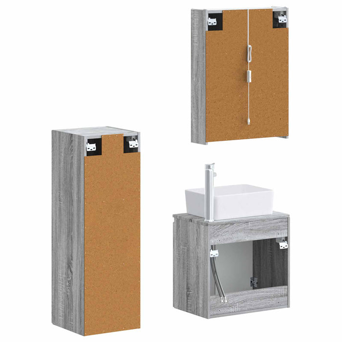 Set de mobilier pentru baie 4 pcs Sonoma gri WALTI