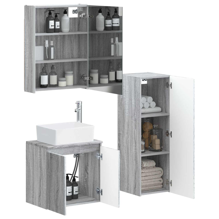 Set de mobilier pentru baie 4 pcs Sonoma gri WALTI