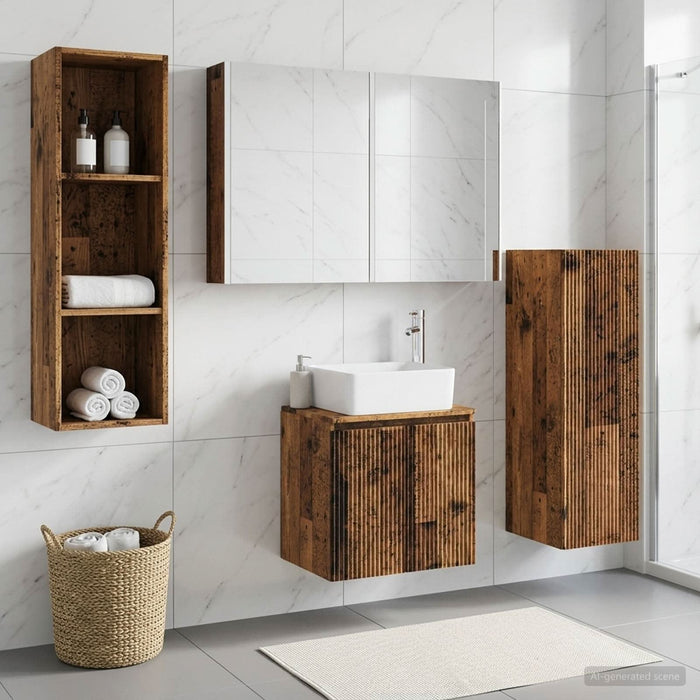 Set de mobilier pentru baie 4 buc. Lemn vechi WALTI