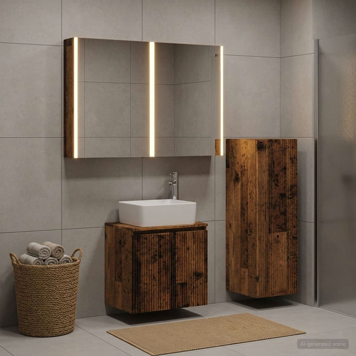 Set de mobilier pentru baie 4 buc. Lemn vechi WALTI