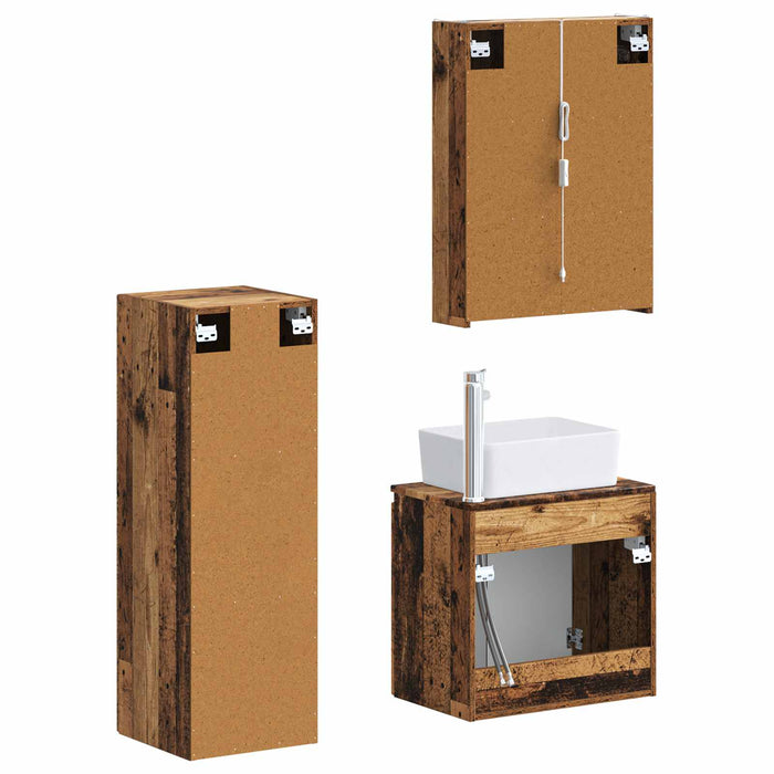 Set de mobilier pentru baie 4 pcs Lemn vechi WALTI
