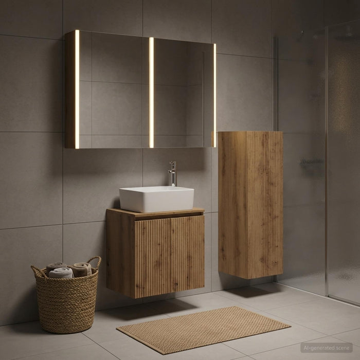 Set de mobilier pentru baie 4 buc. Stejar Artizanal - WALTI WALTI