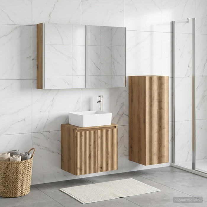 Set de mobilier pentru baie 4 buc. Stejar Artizanal - WALTI WALTI