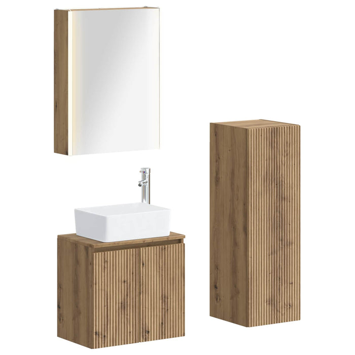 Set de mobilier pentru baie 4 pcs Stejar Artizanal WALTI