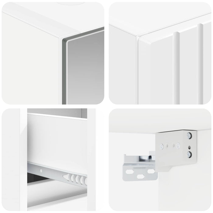 Set de mobilier pentru baie 4 pcs Alb Lemn prelucrat și sticlă WALTI