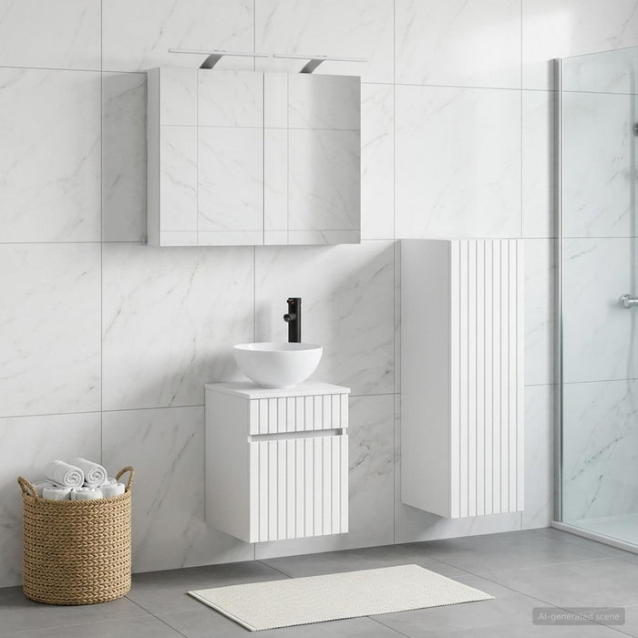 Set de mobilier pentru baie 4 buc. Alb Lemn prelucrat și sticlă WALTI
