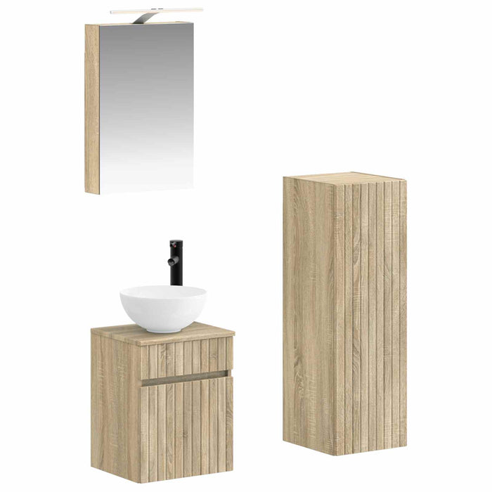 Set de mobilier pentru baie 4 pcs Stejar Sonoma WALTI