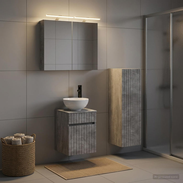 Set de mobilier pentru baie 4 buc. Gri Beton - WALTI WALTI
