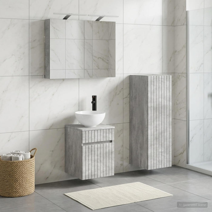 Set de mobilier pentru baie 4 buc. Gri Beton - WALTI WALTI