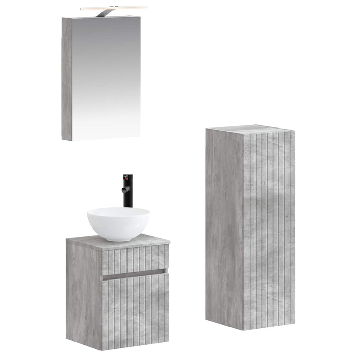 Set de mobilier pentru baie 4 pcs Gri Beton WALTI