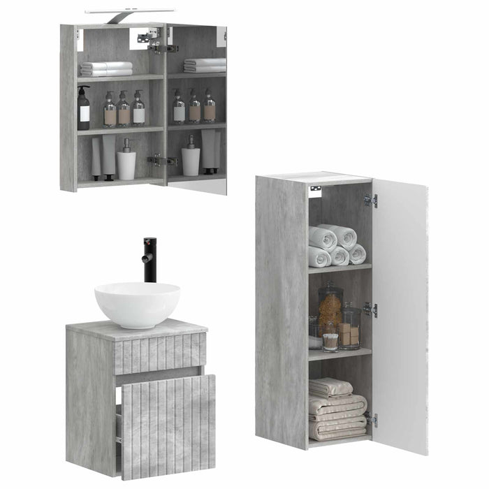 Set de mobilier pentru baie 4 pcs Gri Beton WALTI