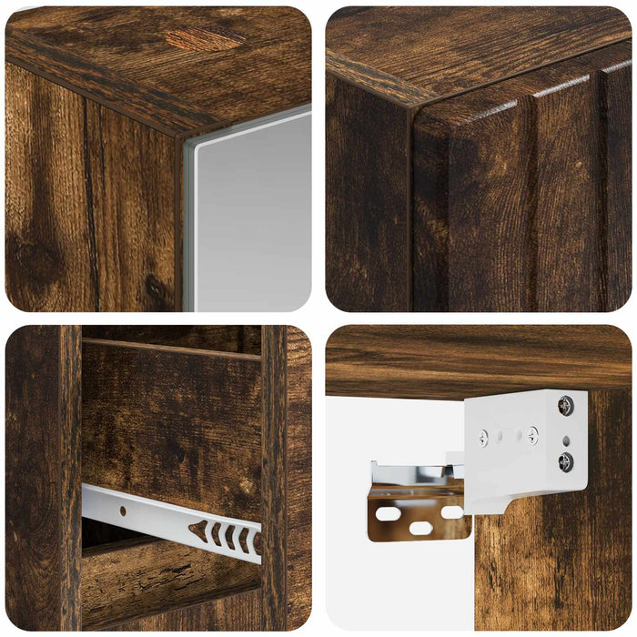 Set de mobilier pentru baie 4 pcs Stejar fumuriu WALTI