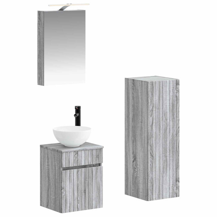 Set de mobilier pentru baie 4 pcs Sonoma gri WALTI