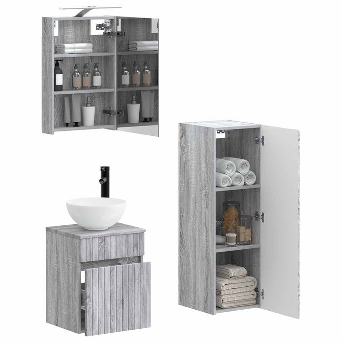 Set de mobilier pentru baie 4 pcs Sonoma gri WALTI