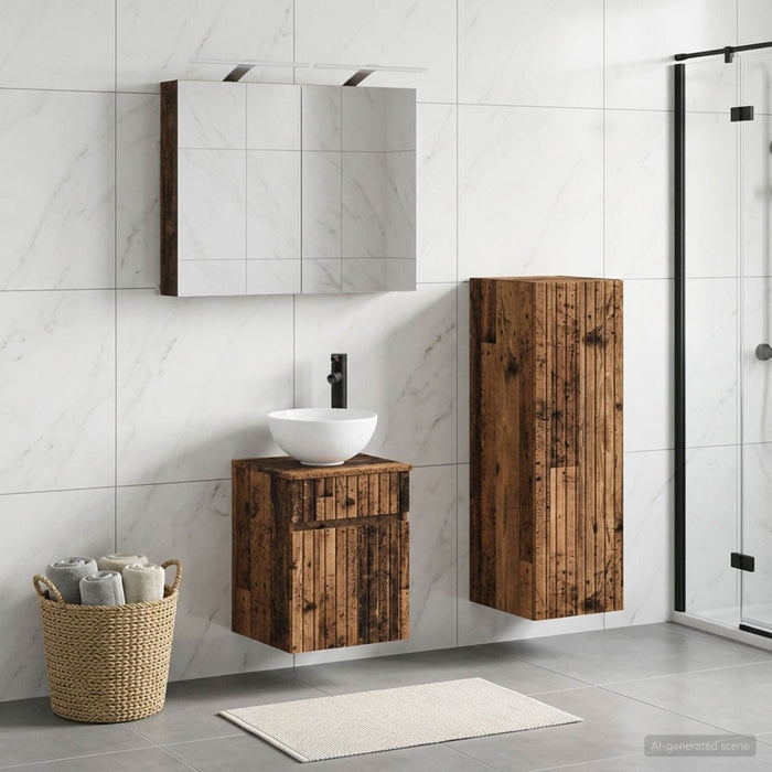 Set de mobilier pentru baie 4 buc. Lemn vechi WALTI
