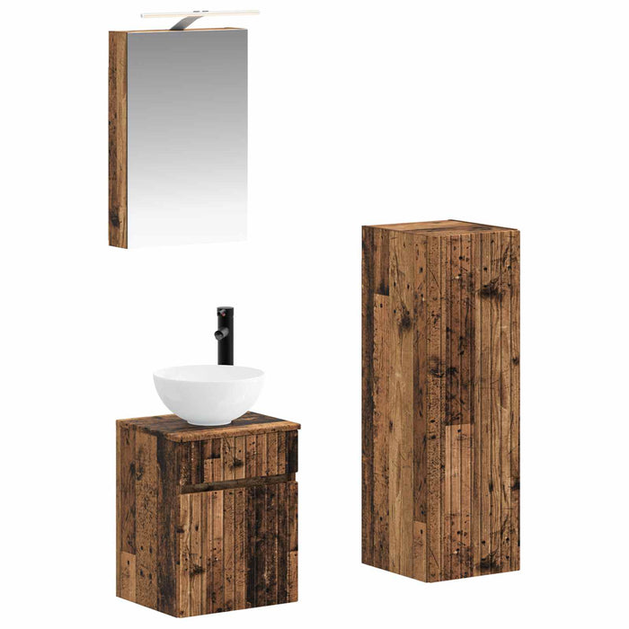 Set de mobilier pentru baie 4 pcs Lemn vechi WALTI