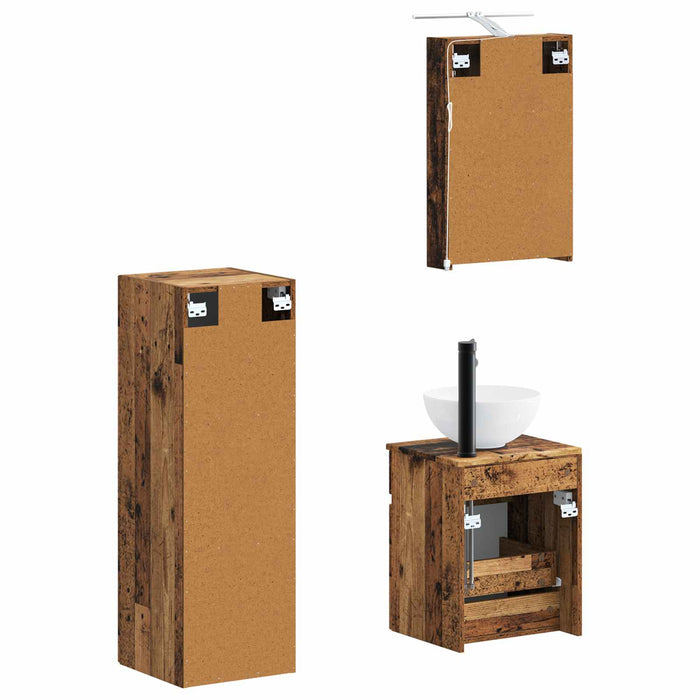 Set de mobilier pentru baie 4 pcs Lemn vechi WALTI