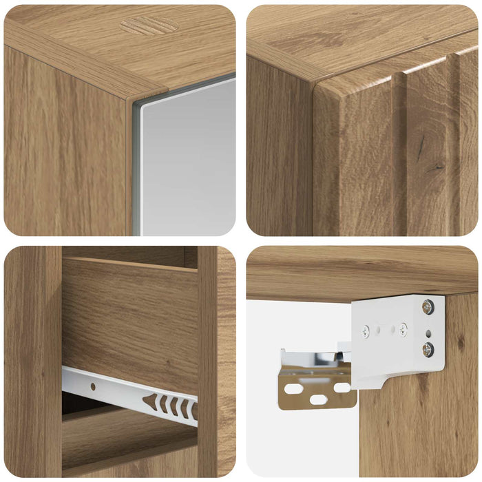 Set de mobilier pentru baie 4 pcs Stejar Artizanal WALTI