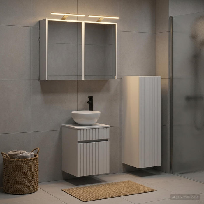 Set de mobilier pentru baie 4 buc. Alb Lemn prelucrat și sticlă WALTI