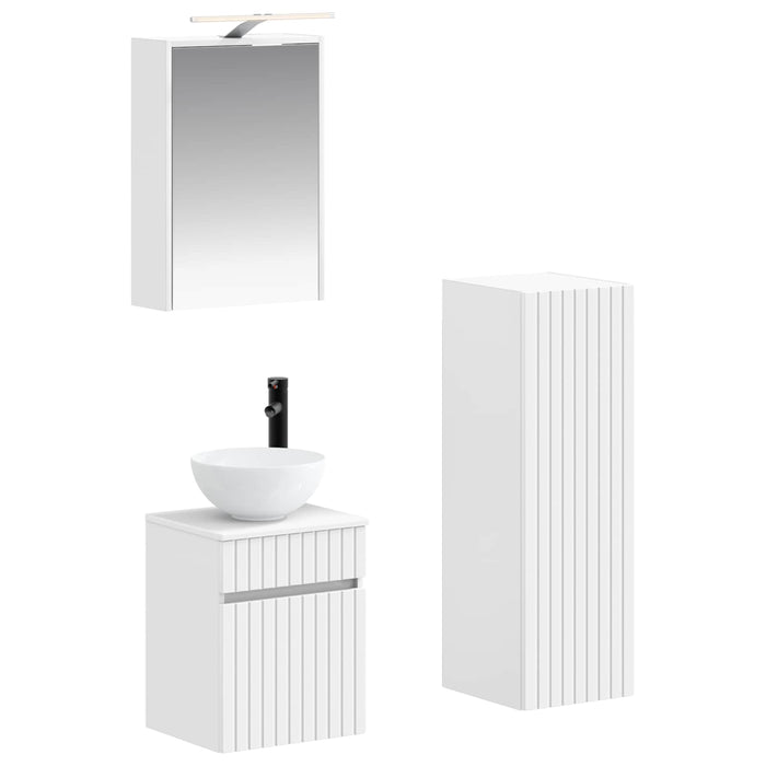Set de mobilier pentru baie 4 pcs Alb Lemn prelucrat și sticlă WALTI