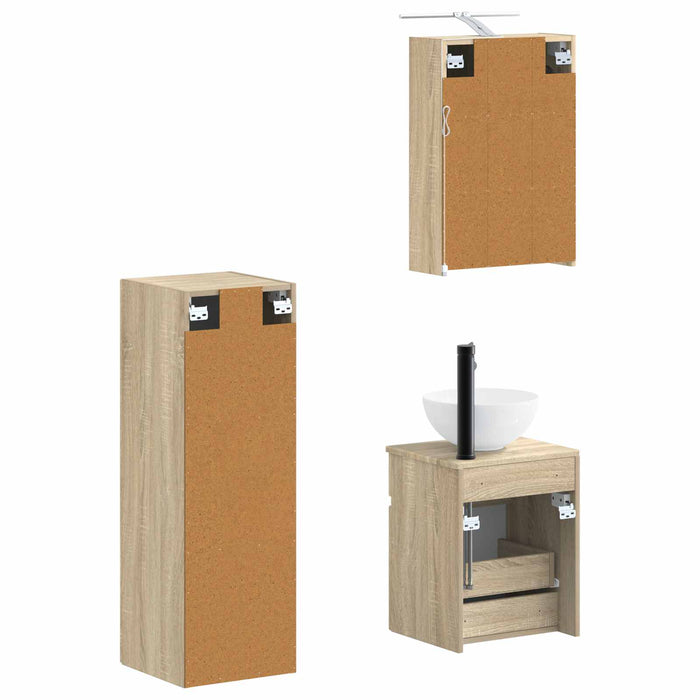 Set de mobilier pentru baie 4 pcs Stejar Sonoma WALTI