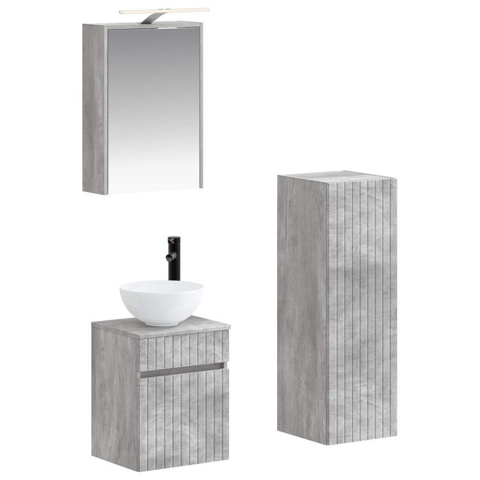 Set de mobilier pentru baie 4 pcs Gri Beton WALTI