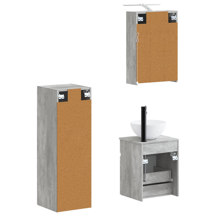 Set de mobilier pentru baie 4 pcs Gri Beton WALTI
