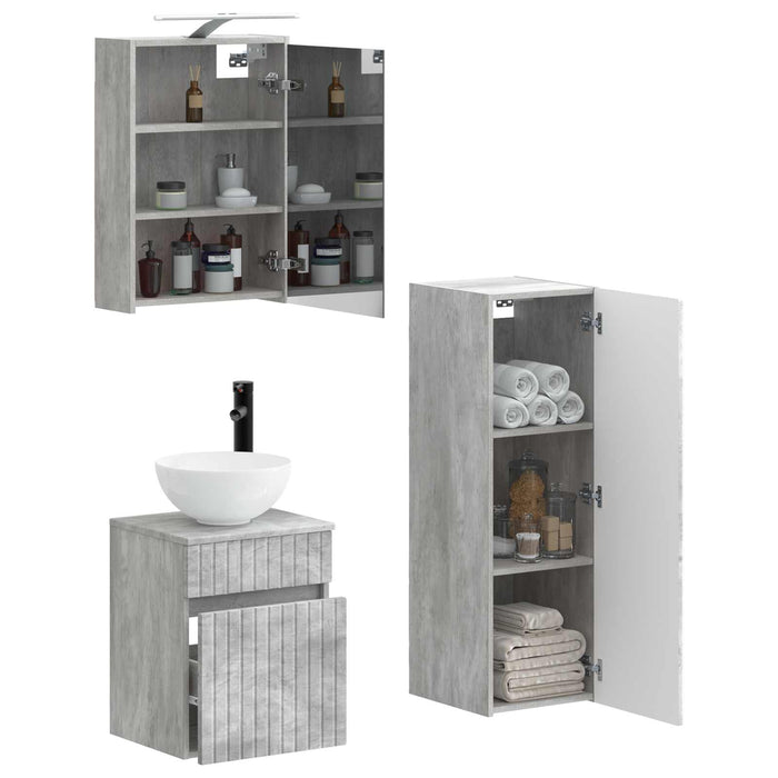 Set de mobilier pentru baie 4 pcs Gri Beton WALTI