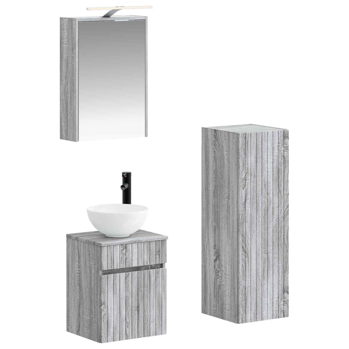 Set de mobilier pentru baie 4 pcs Sonoma gri WALTI